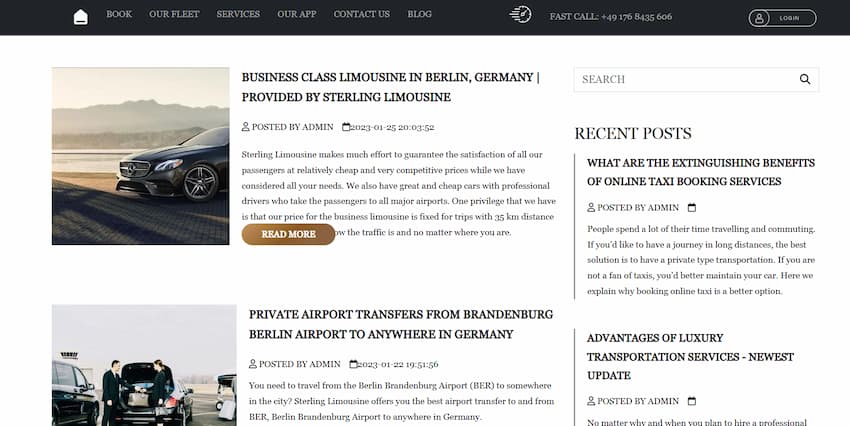 سایت و اپلیکیشن خدمات اجازه خودرو استرلینگ لیموزین