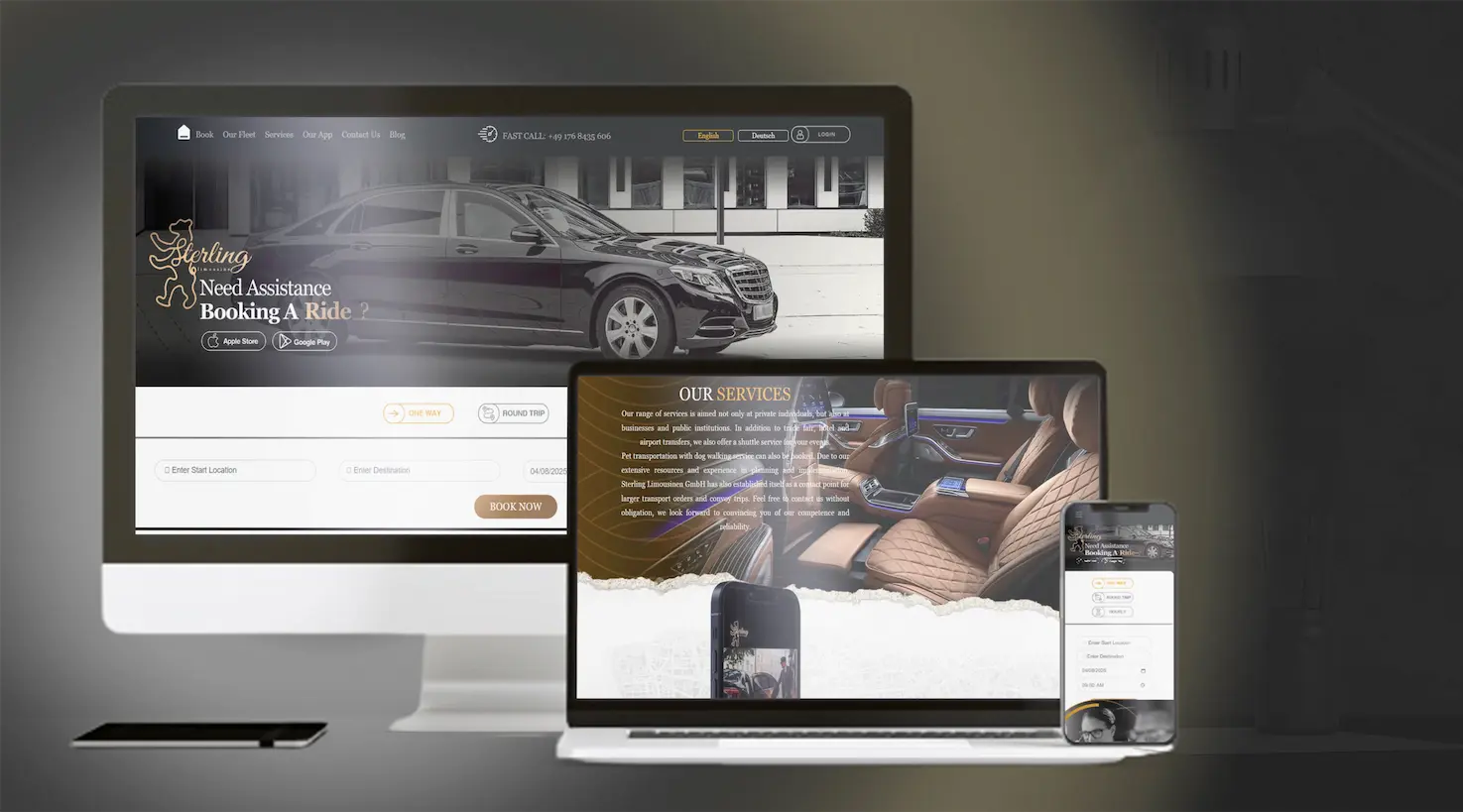 سایت و اپلیکیشن خدمات اجازه خودرو استرلینگ لیموزین