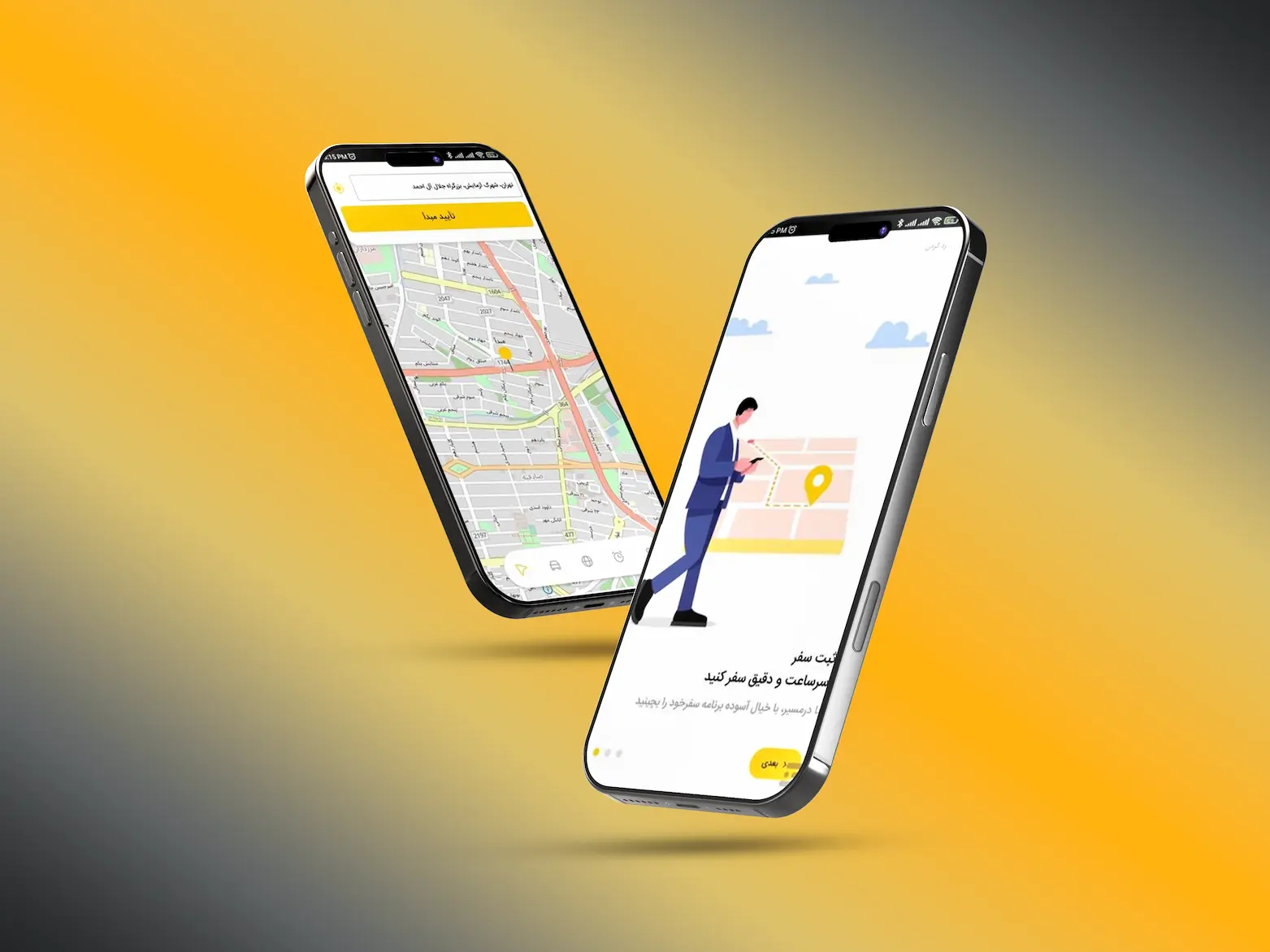 اپلیکیشن راننده و کاربر در مسیر